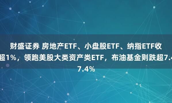 财盛证券 房地产ETF、小盘股ETF、纳指ETF收涨超1%，领跑美股大类资产类ETF，布油基金则跌超7.4%